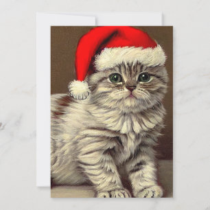 Weihnachts-Kitty-Weihnachtsmannmütze Feiertagskarte