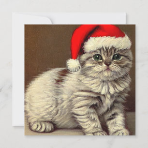 Weihnachts-Kitty-Weihnachtsmannmütze Feiertagskarte
