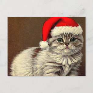 Weihnachts-Kitty-Weihnachtsmannmütze Postkarte