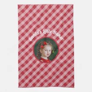 Weihnachts-Kleine-Bäcker-Kids-Gingham-Weihnachtsfe Geschirrtuch