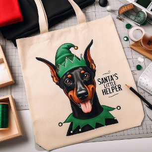 Weihnachts kleine Helfer Weihnachten Dobermann Dog Tragetasche