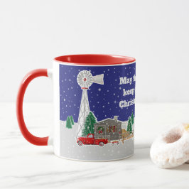 Weihnachts Kleiner roter LKW mit Kabine und Windmü Tasse