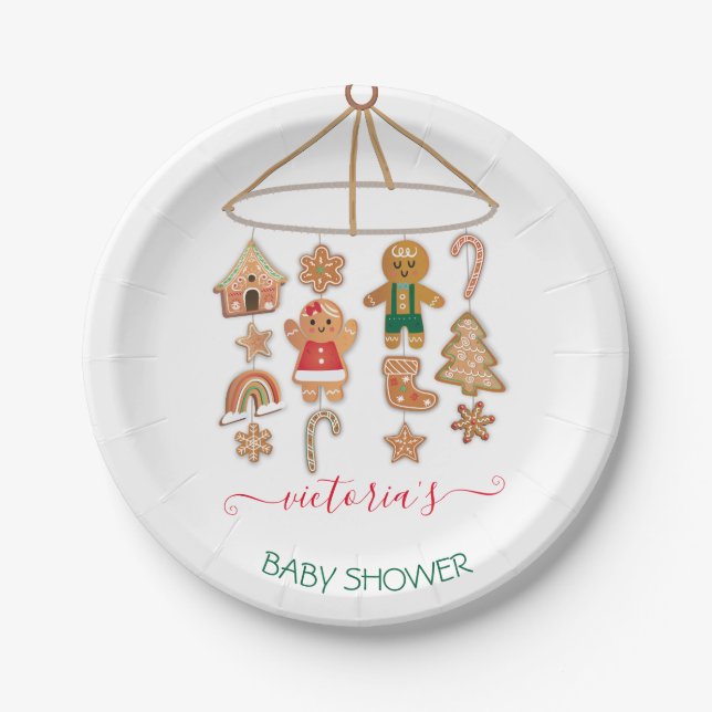 Weihnachts Kleines Cookie Moblie Baby Dusche Pappteller (Vorderseite)