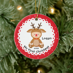 Weihnachts-Kleines Rentier-Baby Keramik Ornament
