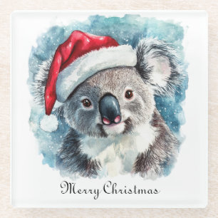 Weihnachts-Koala, anpassbar Glasuntersetzer