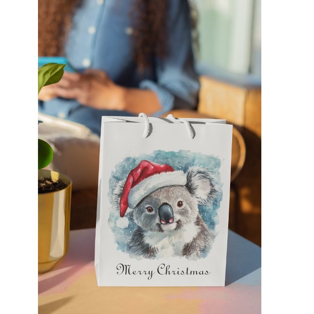 Weihnachts-Koala, anpassbar Mittlere Geschenktüte (Von Creator hochgeladen)