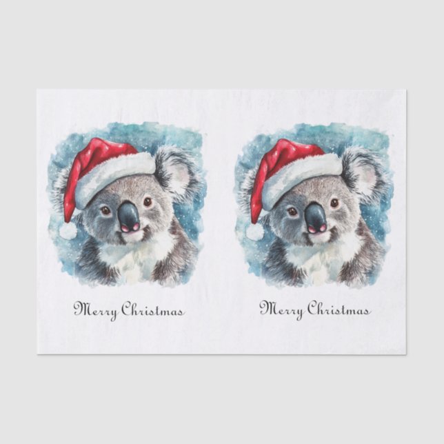 Weihnachts-Koala, anpassbar Seidenpapier (Vorderseite)