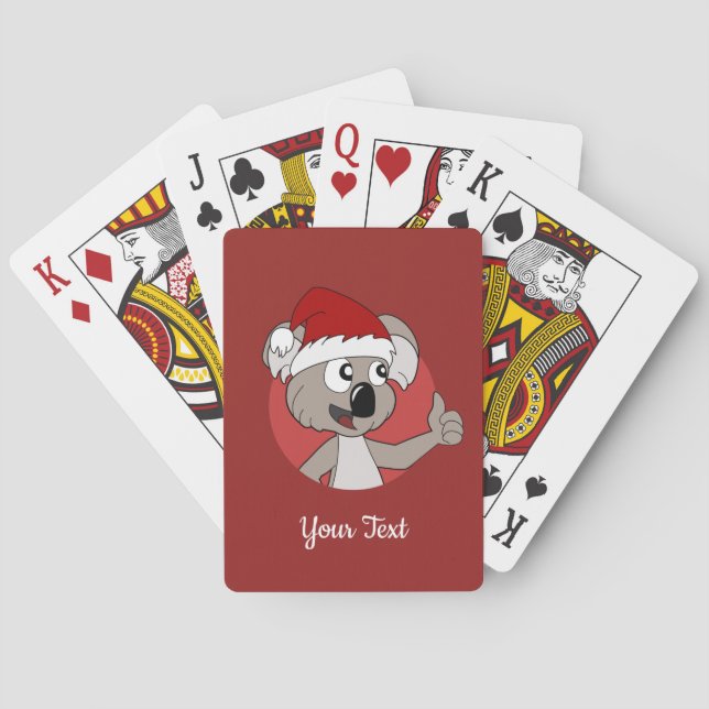 Weihnachts-Koala-Cartoon spielt Karten Spielkarten (Rückseite)