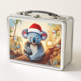 Weihnachts-Koala-Weihnachtsmannmütze Metall Brotdose