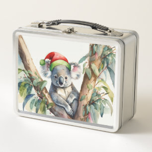 Weihnachts-Koala-Weihnachtsmannmütze Metall Brotdose