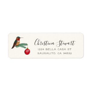 Weihnachts-Kolibri-Rücksende-Adresse-Etikett