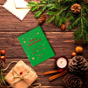 Weihnachts Konfetti goldene Sterne grüne rote Post Postkarte