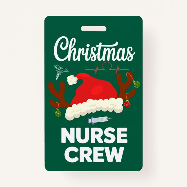 Weihnachts-Krankenpflege Crew Weihnachtsmannmütze  Ausweis (Vorderseite)