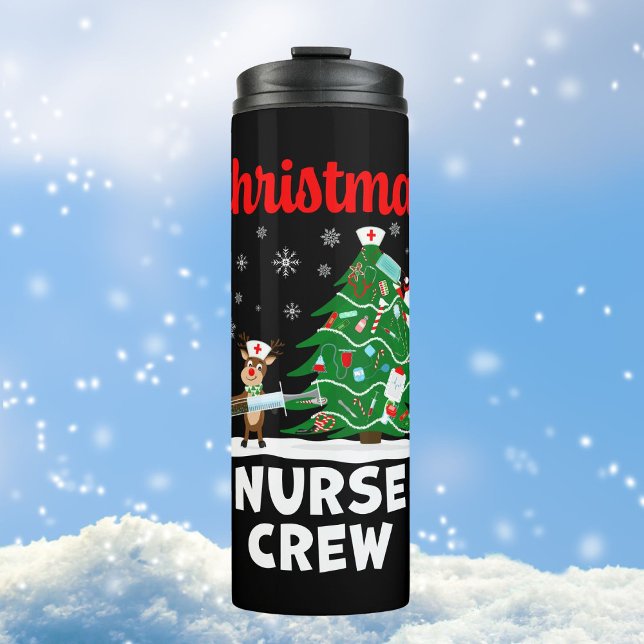 Weihnachts-Krankenpfleger-Crew mit dem Weihnachtsm Thermosbecher (Von Creator hochgeladen)