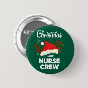 Weihnachts-Krankenschwester-Crew Santa Hut Xmas Button