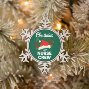 Weihnachts-Krankenschwester-Crew Santa Hut Xmas Schneeflocken Zinn-Ornament