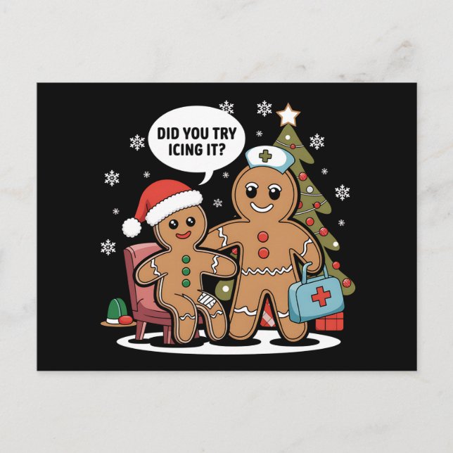 Weihnachts-Krankenschwester Gingerbread Mann haben Feiertagspostkarte (Vorderseite)