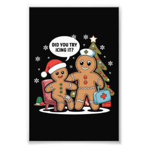 Weihnachts-Krankenschwester Gingerbread Mann haben Fotodruck