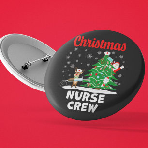 Weihnachts-Krankenschwester-Team mit Santa und Ren Button