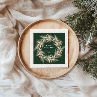 Weihnachts-Krans in Smaragdgrün im eleganten Stil Serviette