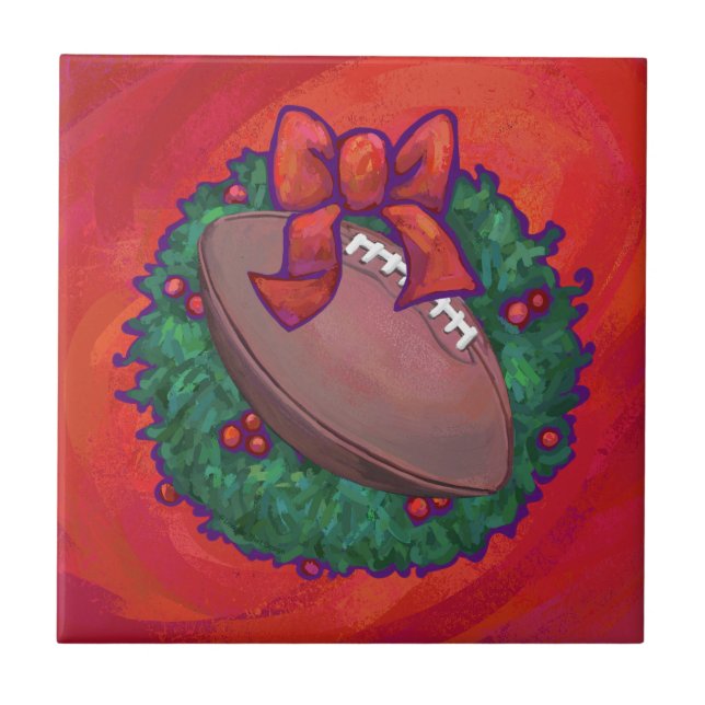 Weihnachts-Kranz-Fußball in Rot Fliese (Vorderseite)