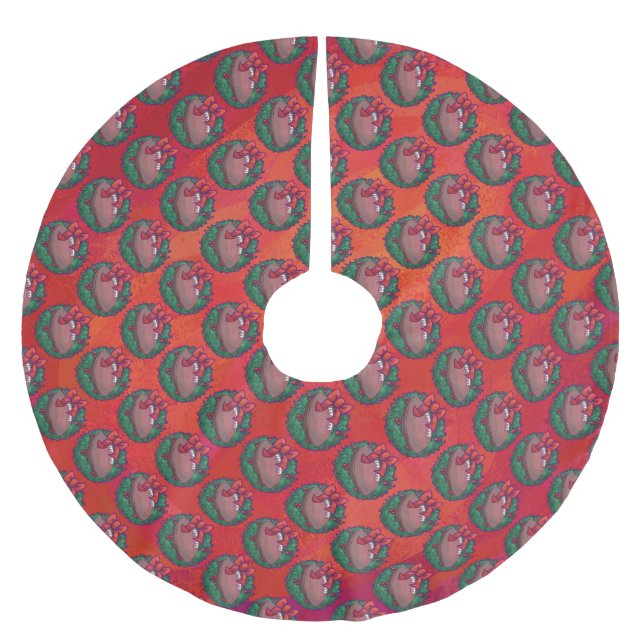 Weihnachts-Kranz-Fußball in Rot Polyester Weihnachtsbaumdecke (Vorderseite)