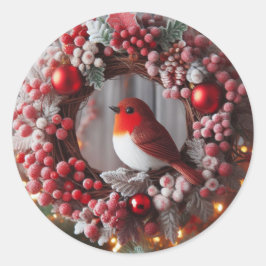 Weihnachts-Kranz Grußkarte Verzierung Runder Aufkleber