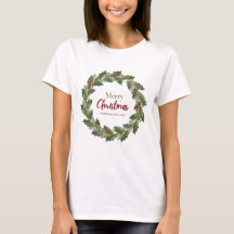 Weihnachts-Kranz-T-Shirt für Frauen