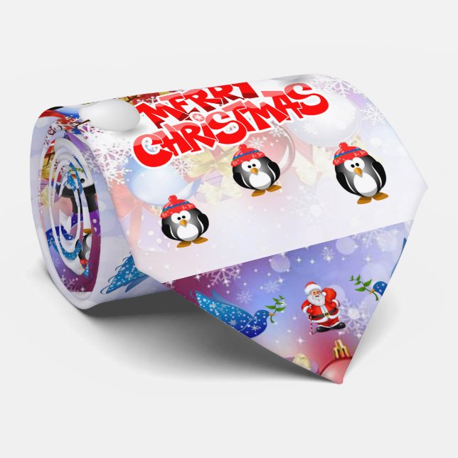 Weihnachts-Krawatte, Pinguin Krawatte (Gerollt)