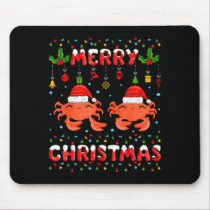Weihnachts-Krebs-Shirt Santa-Hut Lichter Xmas Lust Mousepad