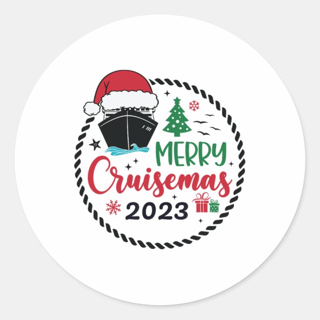 Weihnachts-Kreuzfahrt 2023 Merry Cruisemas Xmas Runder Aufkleber (Vorderseite)