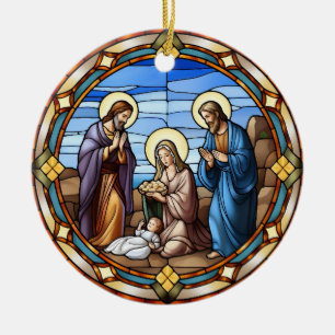 Weihnachts-Krippe aus Glas Keramik Ornament