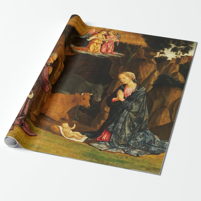 Weihnachts-Krippe der Heiligen Familie Geschenkpapier (Ungerollt)