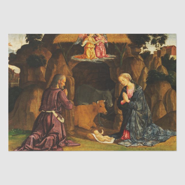 Weihnachts-Krippe der Heiligen Familie Seidenpapier (Vorderseite)