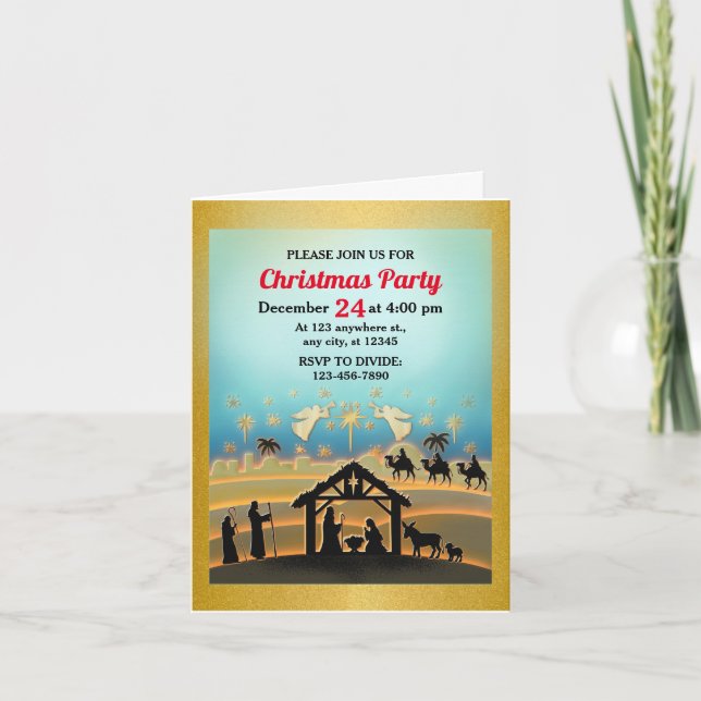 Weihnachts-Krippe Jesus in der Wanger-Szene Einladung (Vorderseite)