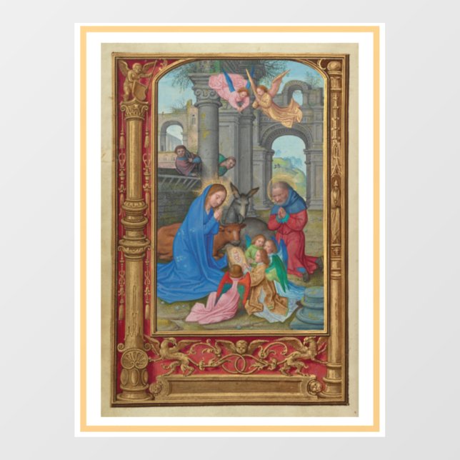 Weihnachts-Krippe-Kunstfenster Fensteraufkleber (Blatt)