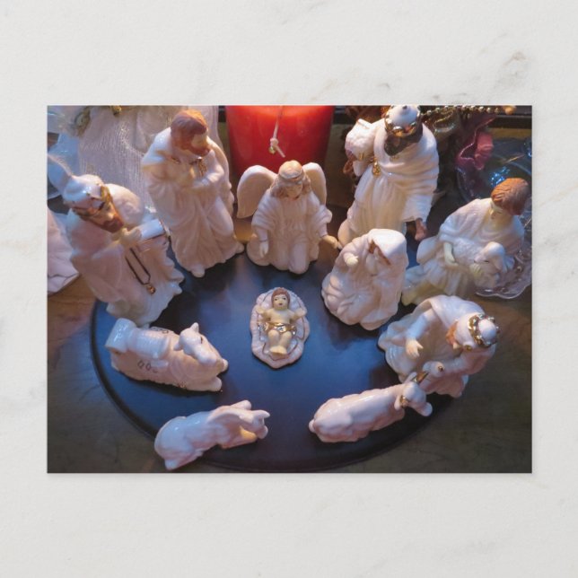 Weihnachts-Krippe-Szene Feiertagspostkarte (Vorderseite)