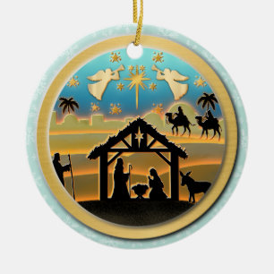 Weihnachts-Krippen-Baby Jesus in der Kippenszene Keramik Ornament