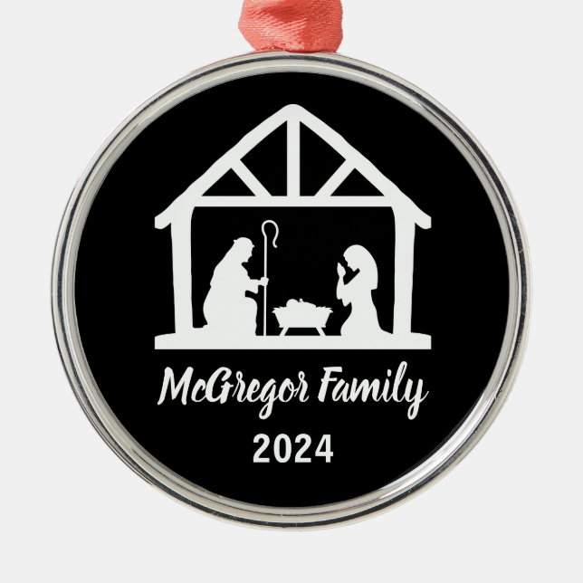 Weihnachts-Krippenmeister Familienname & Jahr Ornament Aus Metall (Vorne)