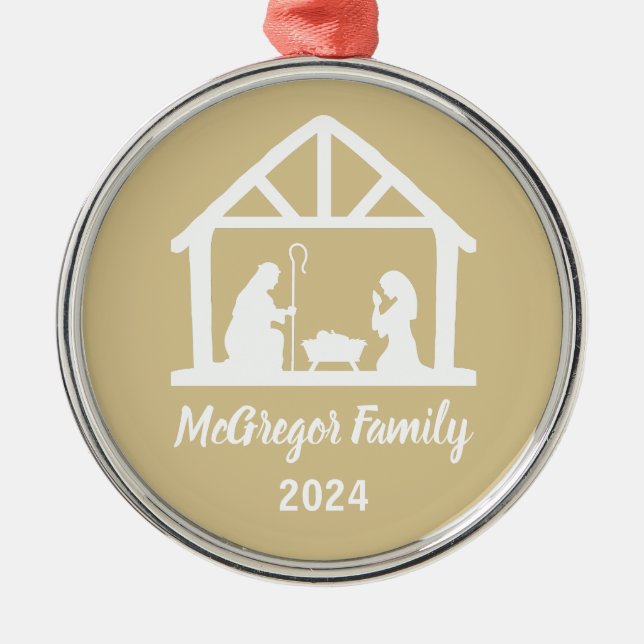Weihnachts-Krippenmeister Familienname & Jahr Ornament Aus Metall (Vorne)
