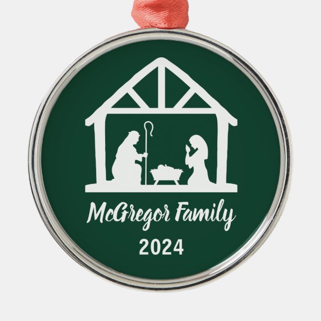 Weihnachts-Krippenmeister Familienname & Jahr Ornament Aus Metall (Vorne)