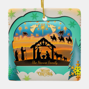 Weihnachts-Krippenszene 3D   Religiöser Feiertag  Keramikornament