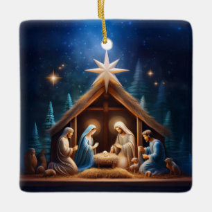 Weihnachts-Krippenszene Keramikornament
