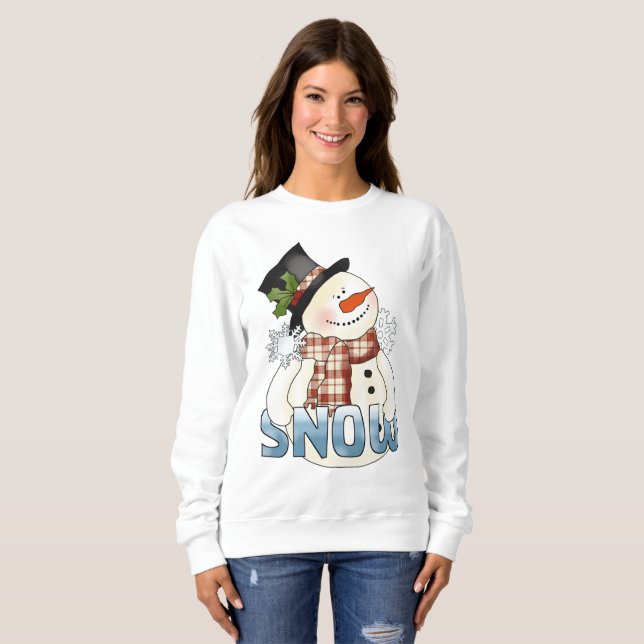 Weihnachts-Kunstschneemann-Sweatshirt Sweatshirt (Vorne ganz)