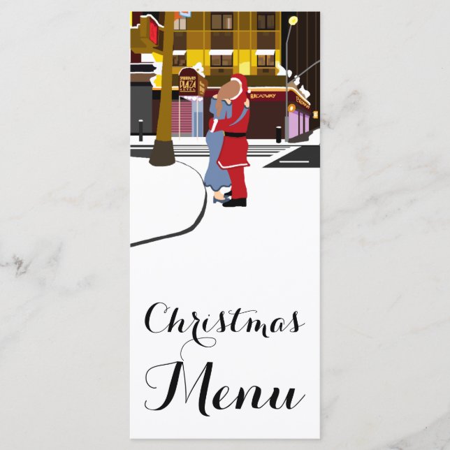 Weihnachts-Kuss am Broadway-Weihnachtsmenü Menükarte (Vorderseite)