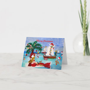 Weihnachts-Küstenboot-Parade-Feiertagskarten Karte