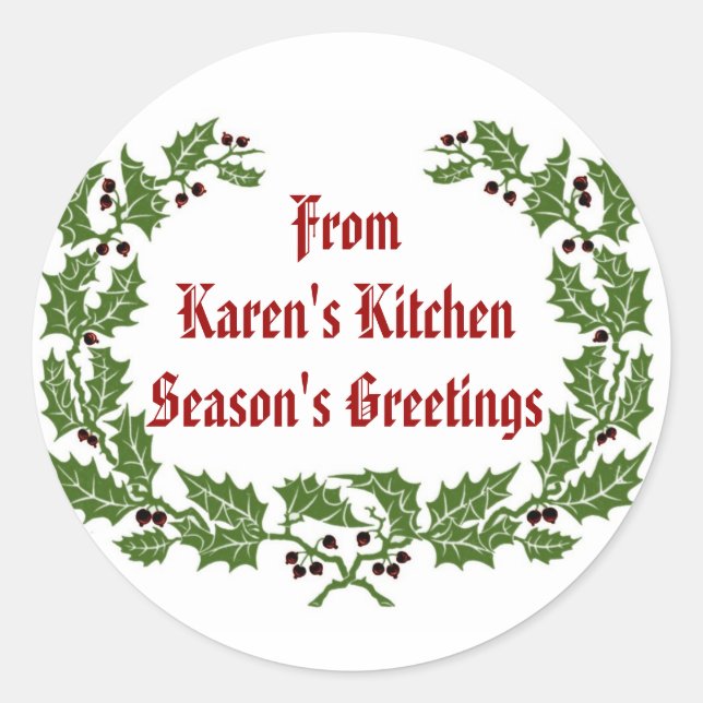 Weihnachts-Label Jahreszeit Grüße Backen, Lebensmi Runder Aufkleber (Vorderseite)
