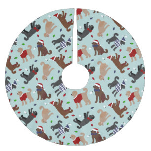 Weihnachts Labradoodle Blue Polyester Weihnachtsbaumdecke