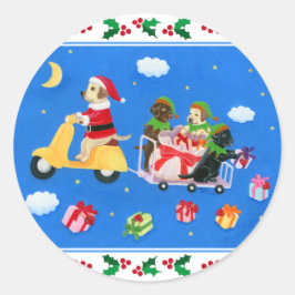 Weihnachts-Labrador-Delivery-Malerei Runder Aufkleber