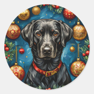 Weihnachts-Labrador-Hund Runder Aufkleber